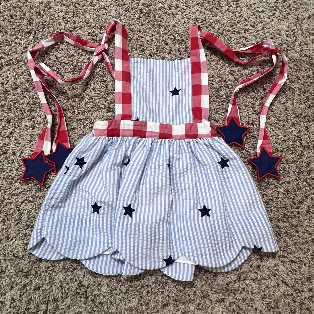 The Smocked Bear Seersucker Dress With Adjustable Straps Girls Size 2T